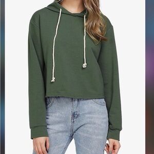 Women's Olive Green Cropped Hoodie